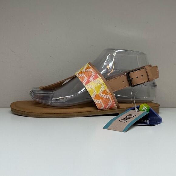 NWOB | TOMS | Bree Chevron Inspired Thong Sandals | Warm Beige | Size 7 - Picture 5 of 16
